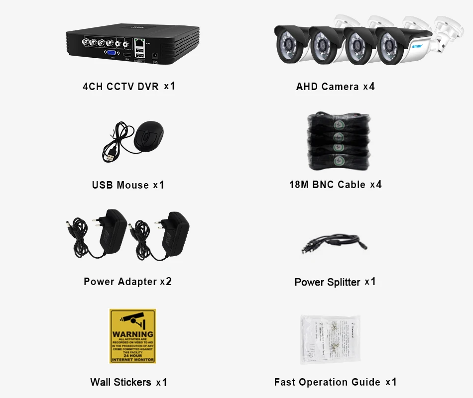 Sm4ch 1080N 5 в 1 AHD DVR комплект CCTV системы 4& 2 шт 720 P/1080 P IR AHD Camera Открытый водонепроницаемый комплект видеонаблюдения XMeye