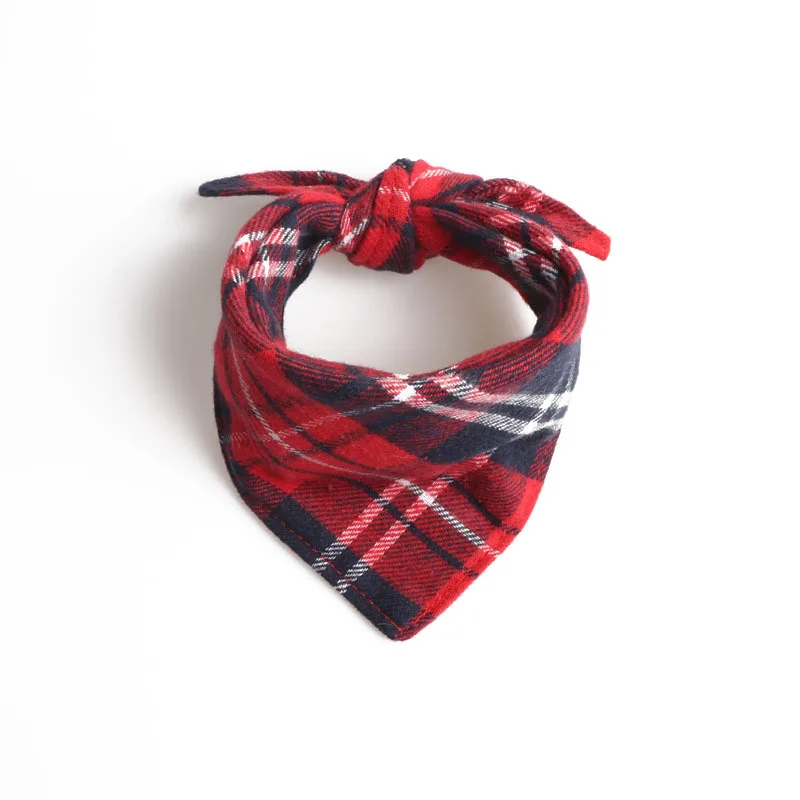 Клетчатая хлопковая бандана для собак двусторонний шарф моющийся и щенков