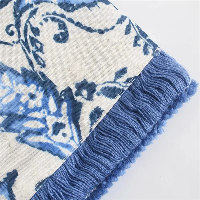 

NWOMN Kimono Women Summer Blouse Za Blue Print Long Kimonos Woman 2021 Fashion Belt Japanese Vintage Beach Kimono Cardigan