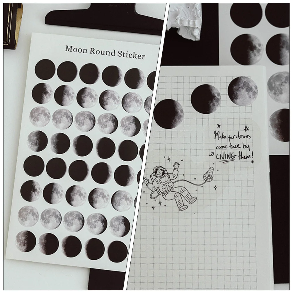 

20 Sheets Paper Stickers Decorative Sealing Decals Moon Theme Scrapbook Stickers
