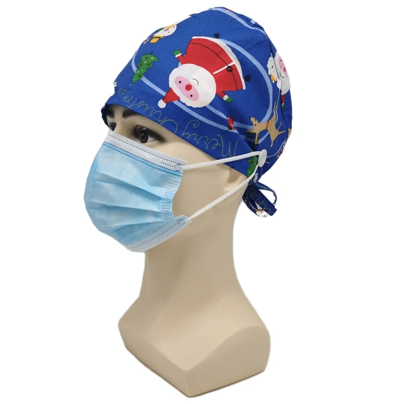 Christmas scrubs caps Santa Claus Print cap Pet Grooming Agency Work Scrubs Beauty Hats Lab nursing gorros enfermeria | Тематическая