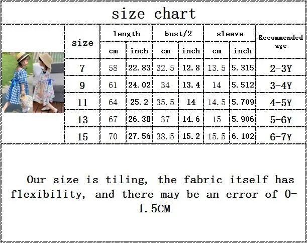 

Pretty Princess Summer Short Sleeve Plaid Flower Bow Mid-calf Dress Toddler Kids Baby Girls Casual Clothes 2-7Y
