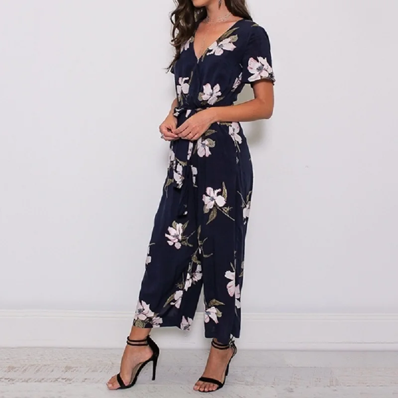 ZOGAA новые модные женские свободные комбинезоны с v образным вырезом и коротким