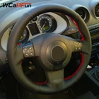 Прошитая вручную черная искусственная кожа WCaRFun чехол рулевого колеса автомобиля для Seat Ibiza 6L leon 2007 2008