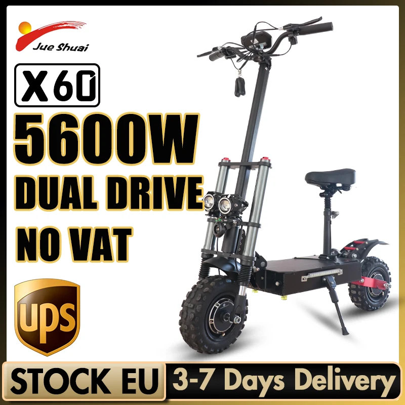 11 Inch Off Road Electric Scooter 85KM/H Max Speed Folding E 60V 5600W Dual Motor Scooters Adults with Seat | Спорт и развлечения
