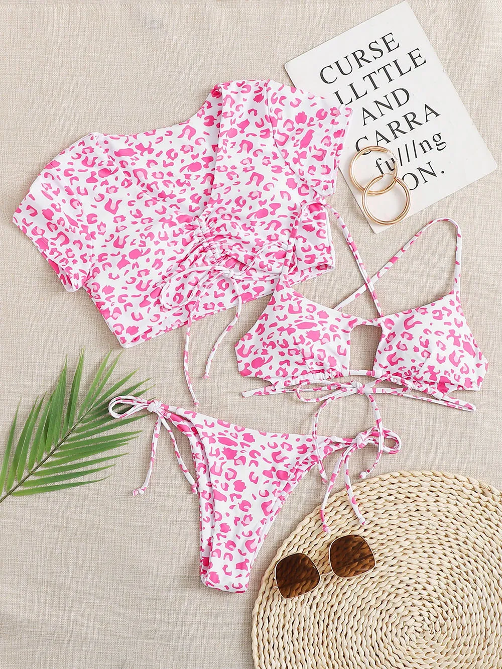 

Sexy 3 Pieces Bikini Set Women Swimsuit Beach Cover Up Skirt Swimwear Female Bathing Suits Beachwear Swimming Suit