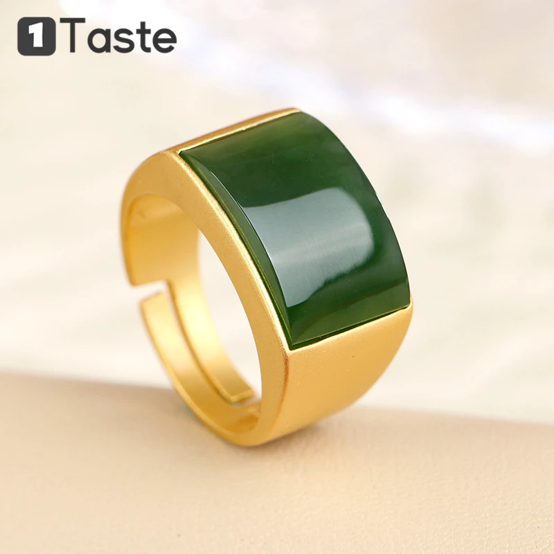 Мужское кольцо с золотым покрытием ONE TASTE прямоугольное из 925 пробы и серебра