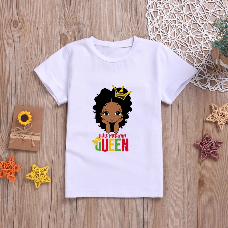

Детская Хлопковая футболка I Am Little Melanin Queen, черные футболки Peekaboo для девочек, Детская футболка с хвостом «конский хвост», топы с надписью «Вы ...