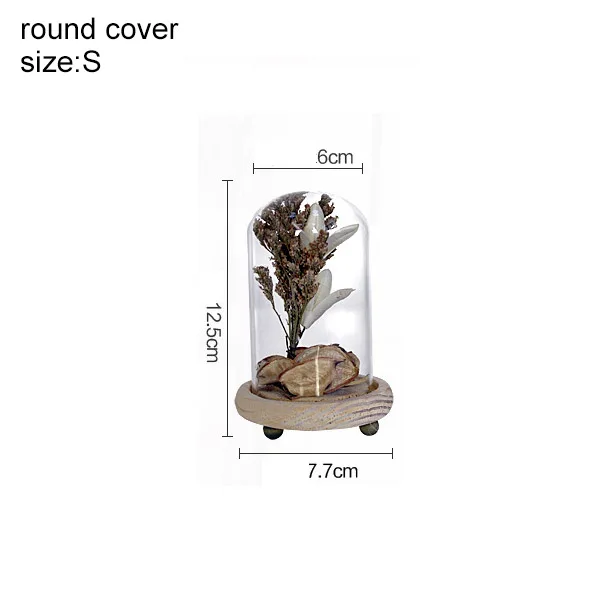 ROUND COVER Креативные украшения для дома, аксессуары, стеклянная крышка, произведение искусства, настольные Ремесла, Декор, сушеная Цветочная ваза с орнаментом, подарки, микро пейзаж - Цвет: ROUND COVER