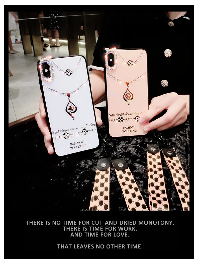 

Easterm Fashion Necklace Diamond 12ProMax Mobile Phone Case For iPhone 12 Mini 11 XR 11 PRO XS MAX 7G 8Plus White Gold Color