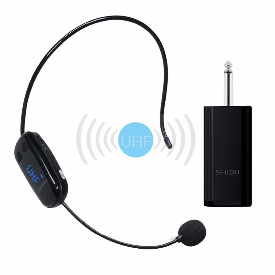 SHIDU U9 UHF Беспроводной микрофон Портативный 2 в 1 bluetooth гарнитуры ручной 6 5 мм разъем