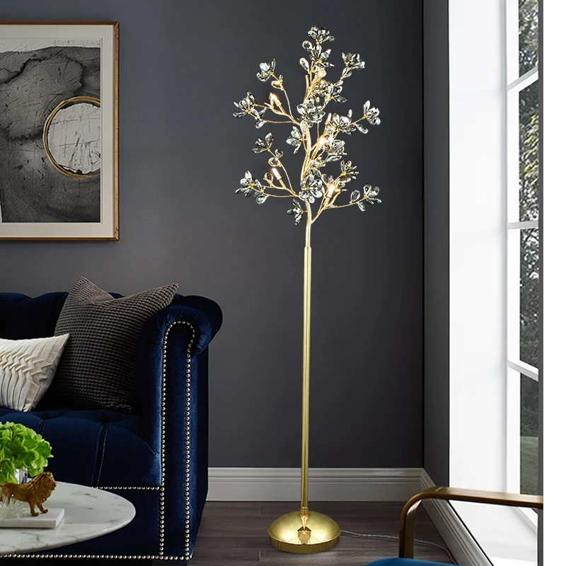 Study Led Crystal Floor Lamp Gold table light G4 led Luminaria Luxury Bedroom Living Room Light reading room Standing Lamp|Напольные