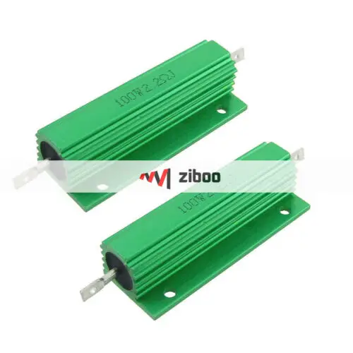 2pcs Green Aluminum Housed Wirewound Resistors 100W 2.2 Ohm 5% 83 x 21 x 15.5mm