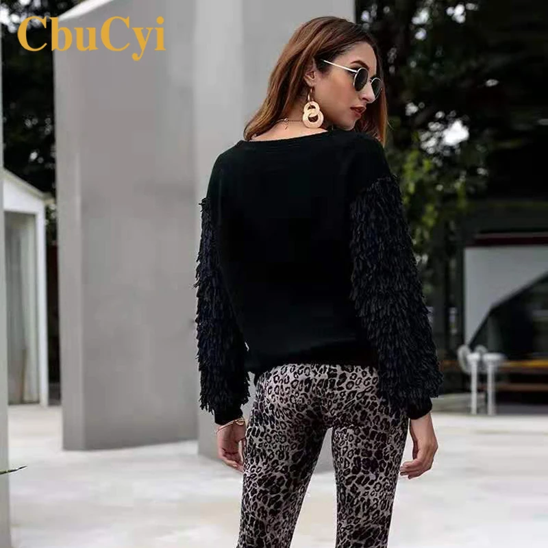 Women Knit Sweaters and Pullovers Autumn Loose Casual Knitted Crop Sweater Tassels Long-sleeve Jumpers | Женская одежда