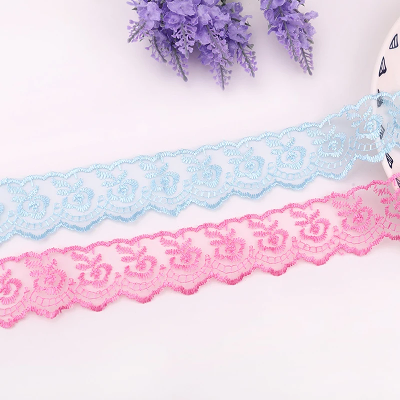 

2Yards Multi Color Embroidery White Lace Ribbon Wedding Clothing Accessories DIY Sewing Crafts Clothing Dress Fashion Lace Trim