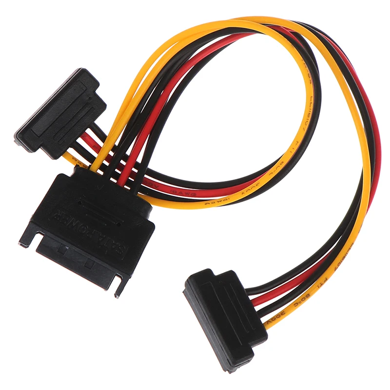 90 градусов SATA 15-Pin папа 2x15P Женский Y сплиттер адаптер кабель питания | Компьютеры и