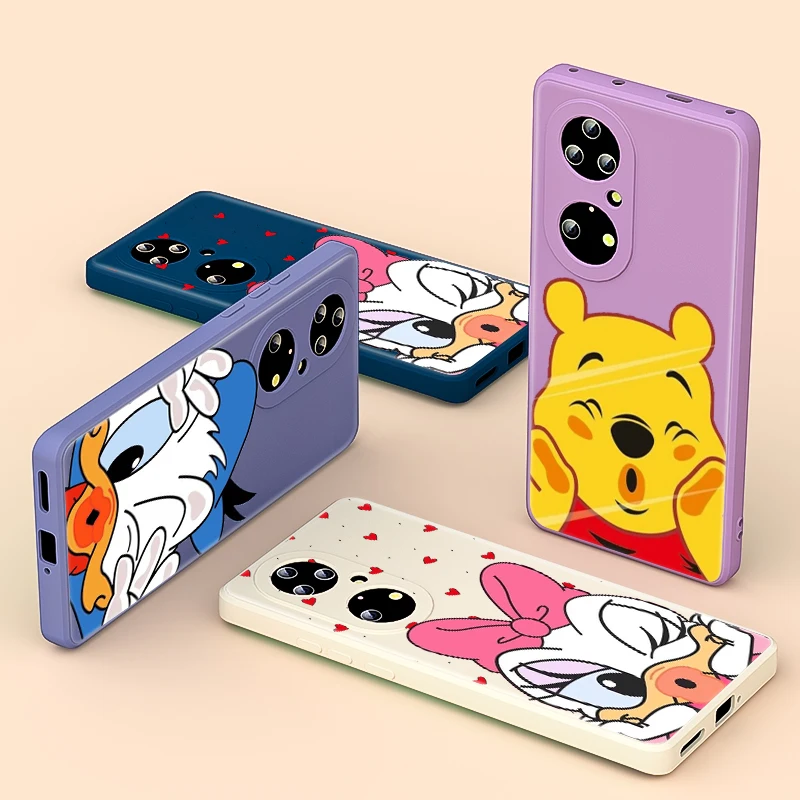 

Cute Donald Duck For Huawei P50 P40 P30 P20 Lite E P Smart Plus Pro 2019 5G Phone Case Liquid Silicone TPU Cover