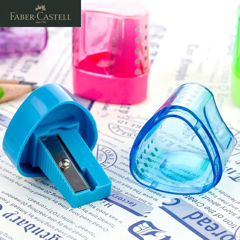 Немецкая ручная точилка для карандашей Faber Castell карамельных цветов с одним