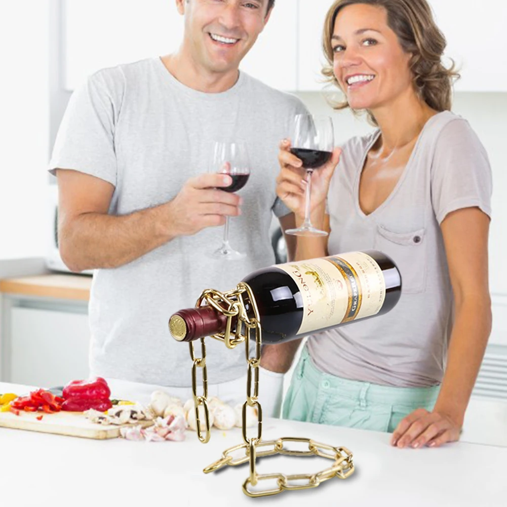 

Magical Hanging Chain Wine Display Bracket Retro European Glass Stand Decor Wine Display Rack Home Desktop Decoration