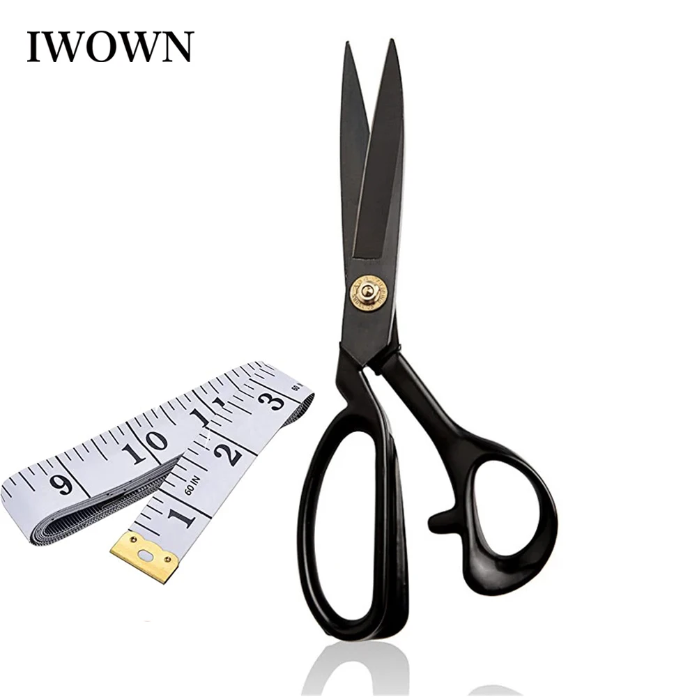 

9 inch Professional Fabric Sewing Scissors Heavy Duty Tailoring Shears Sharp Dressmaker Leather Scissors With A Soft Ruler