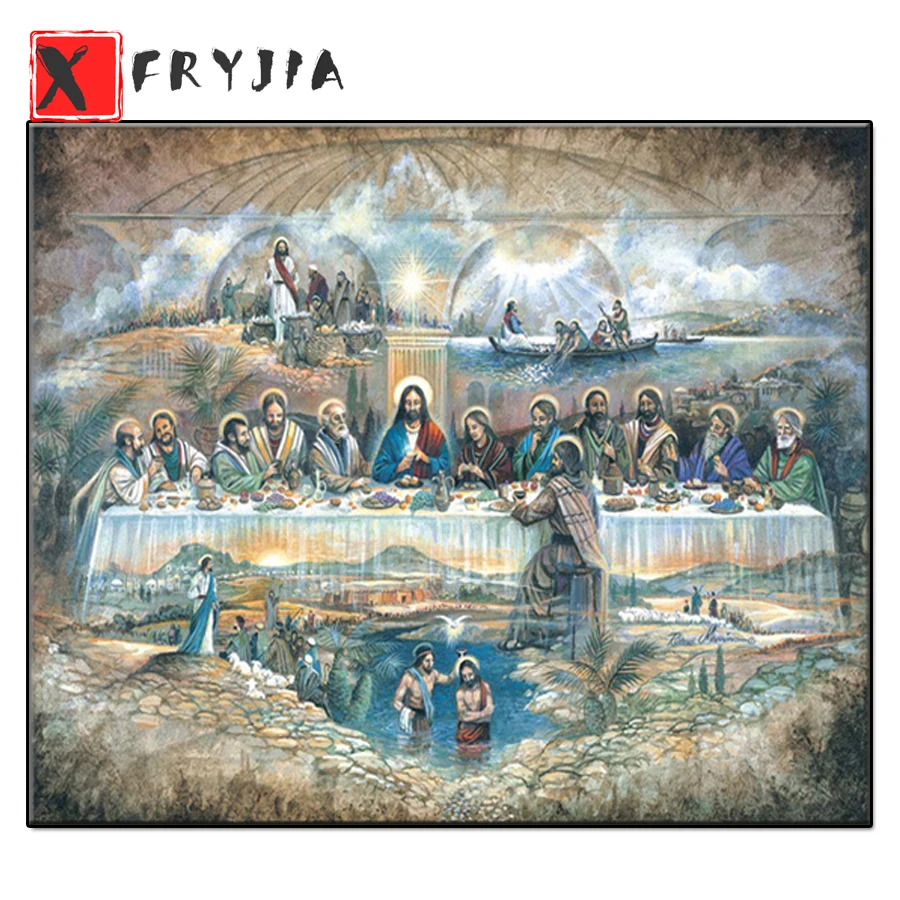 

Full Round Diamond Embroidery Jesus Last Supper 5D DIY Diamond Painting Full square drill mosaic music picture pastes hobby gift