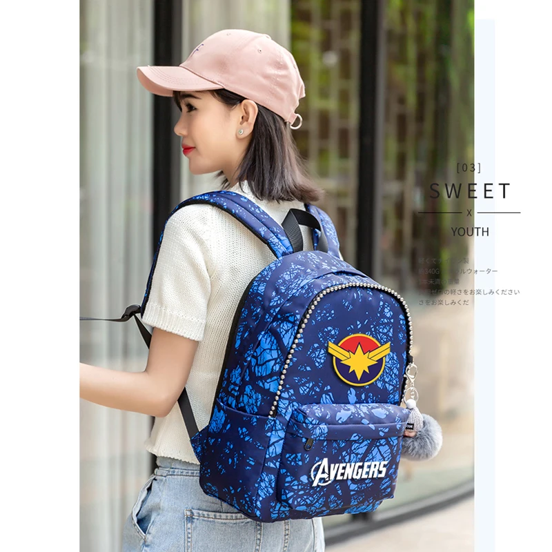 MARVEL College Students Backpack USB Charging Backpack Cartoon Anime School Bag Oxford Cloth Waterproof School Bag Mochila