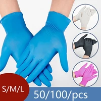 gloves 100pcs nitrile disposable gloves waterproof powder free latex garden household kitchen laboratory glove cleaning tool