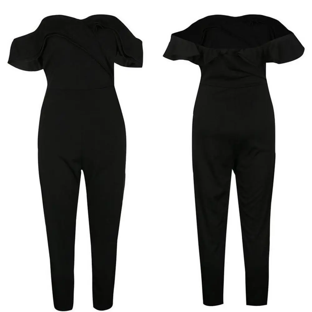 Женские комбинезоны с открытыми плечами элегантные оборками и открытой спиной