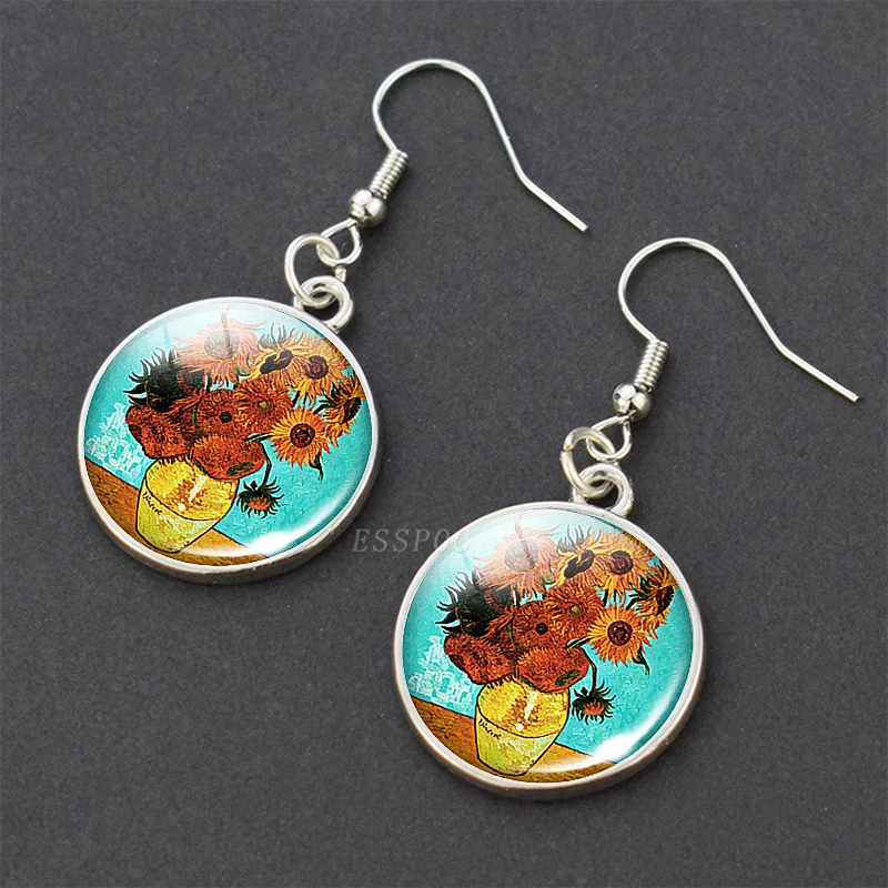 Серьги подвески с изображением миндаля Ван Гога|Серьги-подвески| |