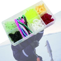 125pcsbox beginner fishing lures set bread bug earthworm shrimp insect soft bait suit set tackle soft bait and tackle box