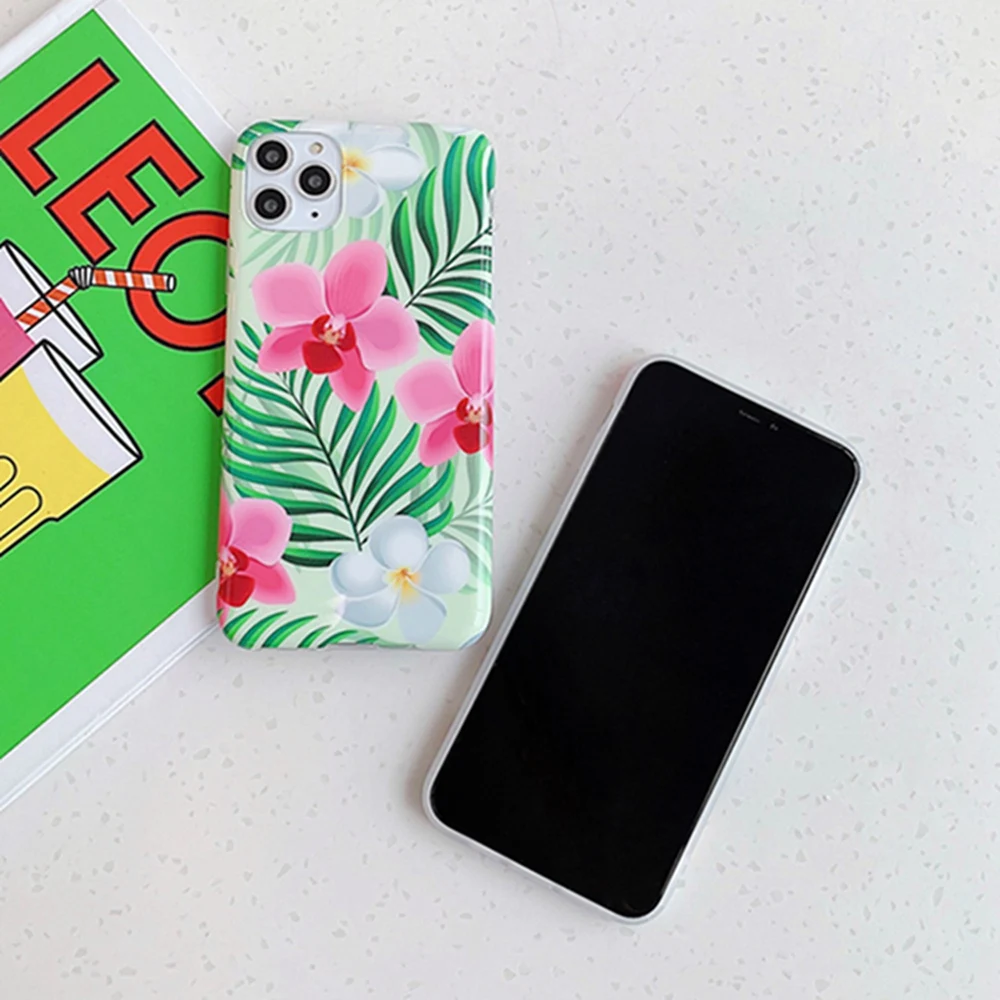 OTAO чехол с кольцом-держателем для iPhone 11 Pro Max XS X XR художественный цветами и