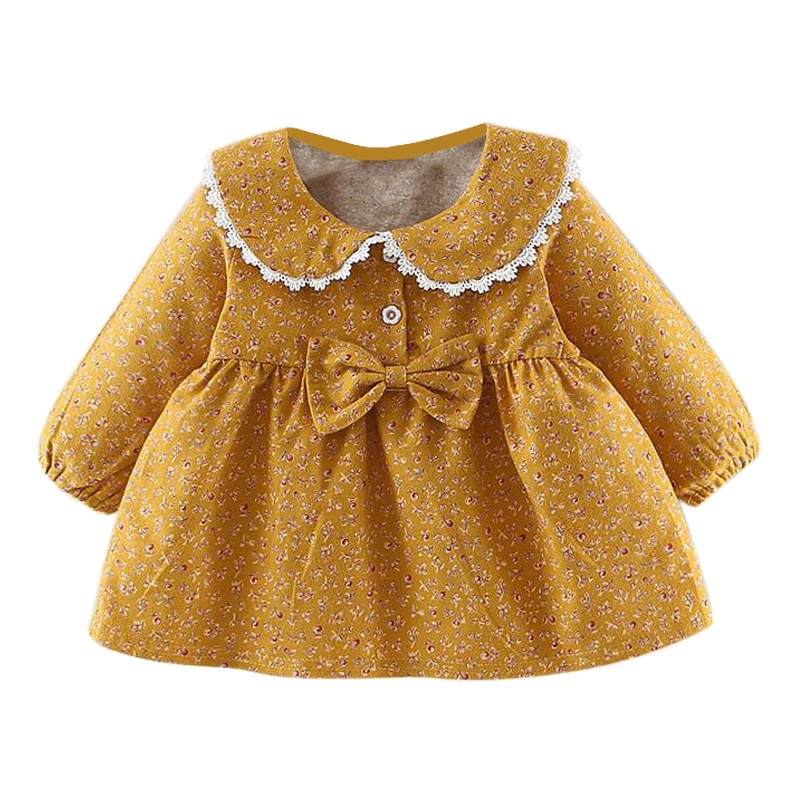 Детская одежда для маленьких девочек сезон осень зима платье с длинными рукавами