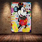 Красочные Disney с Микки-Маусом картина мыши фон с изображением граффити на стене в стиле протестного уличного искусства картина холст Картины Плакаты принты для Декор в гостиную