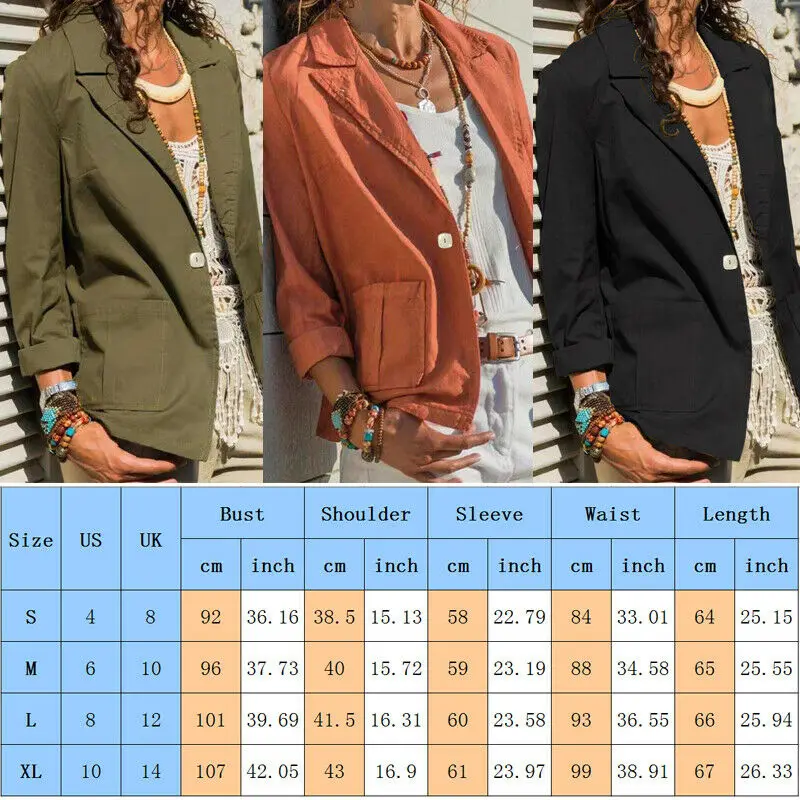 3 цвета размера плюс Женский приталенный Блейзер на одной пуговице повседневный