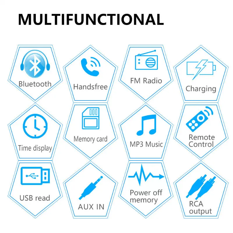 Фото Автомагнитола ESSGOO 1 Din, Bluetooth, светодиодный экран, FM, Aux, вход Mp3, USB, AUX в FM №2