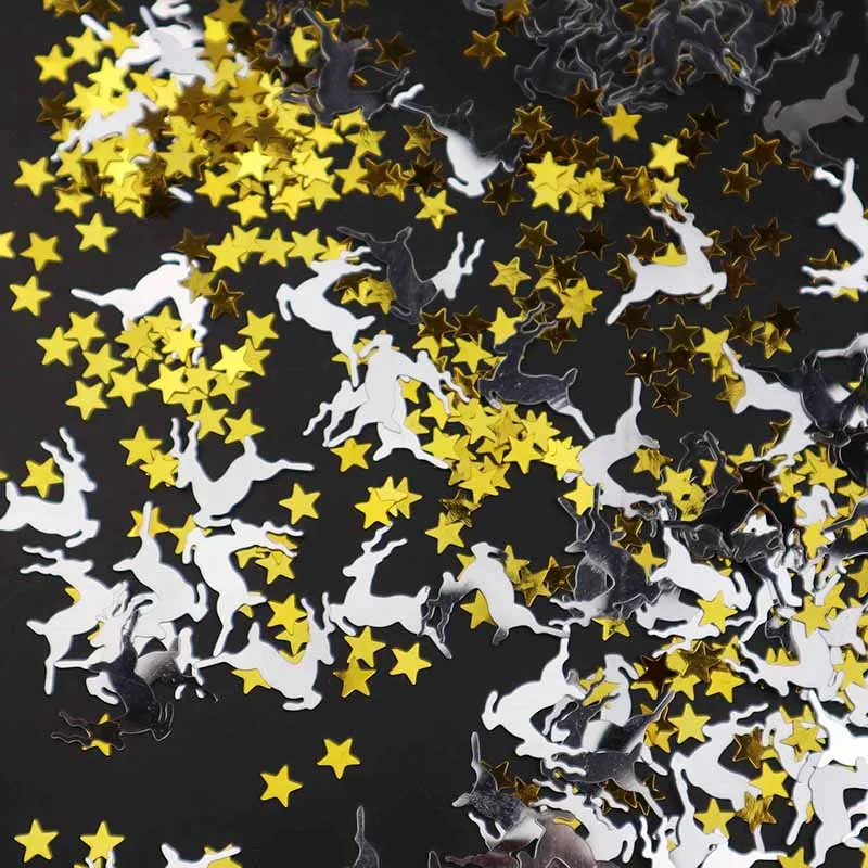 

Christmas Confetti Mix Color Snowman Deer Snowflake Shape Sequins Confetti for Christmas New Year Party DIY Table Decorations 7z
