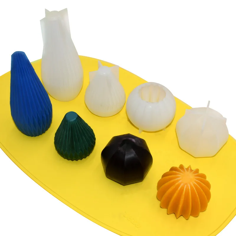 

Silicone Candle Mould Home Decoration Geometric Lines Silicone Mold DIY Pear-shaped Art Candle Making Tool