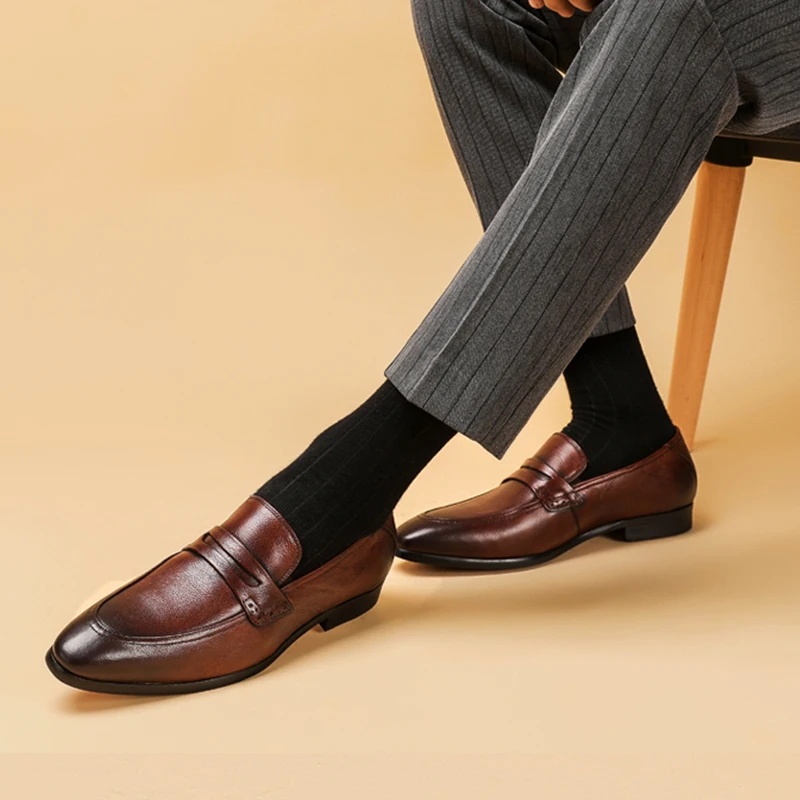 Мужские кожаные туфли Деловые модельные брендовые из натуральной воловьей кожи