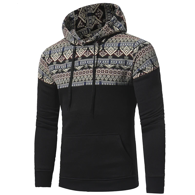

ZOGAA Sweatshirt Hooded Pullover Men's New Ethnic Print Slim-Fit Hoodie Fashion Casual Harajuku Streetwear Sweatshirt Men's Top