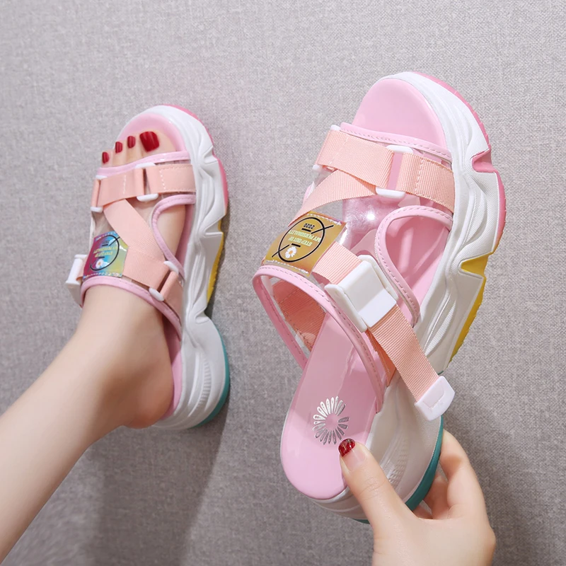 

Platform Wedge Slippers Sandals Women Open Toe Slippers Summer Outdoor Casual Thick Sole Slides Women Beach Flip Flops