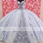 2021 роскошное кружевное платье Quinceanera, бальное платье с цветочным рисунком, открытыми плечами, бисером, аппликацией, платья на заказ
