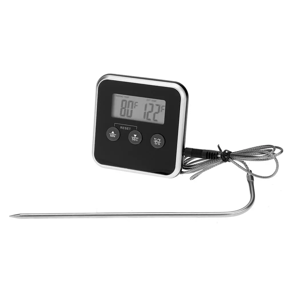 electronic digital lcd food thermometer probe bbq meat water oil cooking temperature alarm cooking timer kitchen cooking timer free global shipping