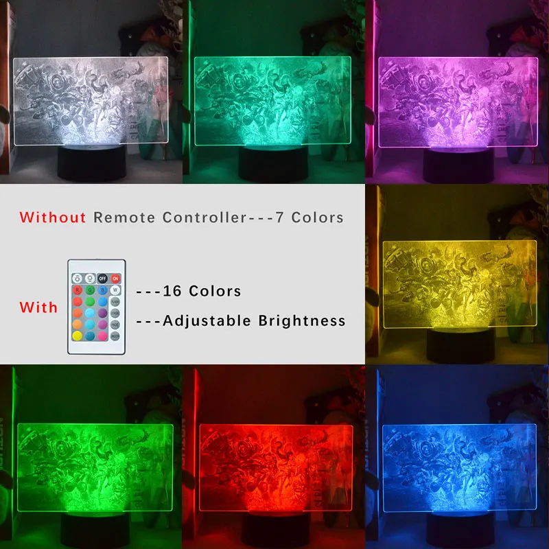

Game League of Legends 3D Picture Lamp 16 Color Remote Control for Bedroom Bedside Lamp Holiday Gift Desk Decor anime Around