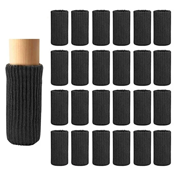 

4 Packs Chair Leg Socks Knitted Furniture Socks Leg Floor Protectors Furniture Table Feet Covers(Black)
