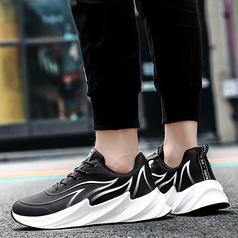 

Black Sneakers Casual Shoes Men Zapatos Casuales Solid White Fashion Knitting Sneaker Para Hombre Leisure Mens Causal