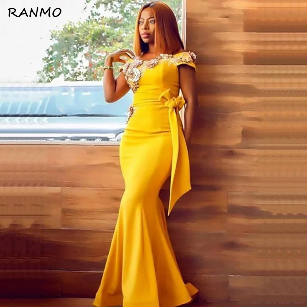 

Женское длинное платье-русалка, золотистый корсет с открытыми плечами и цветами, дешевое официальное платье для свадебной вечеринки