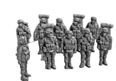 Escala 1:72, gráficos de resina fundida a presión, modelo de fuerzas especiales rusas, diseño de escena, 10 caracteres en miniatura (sin pintar)