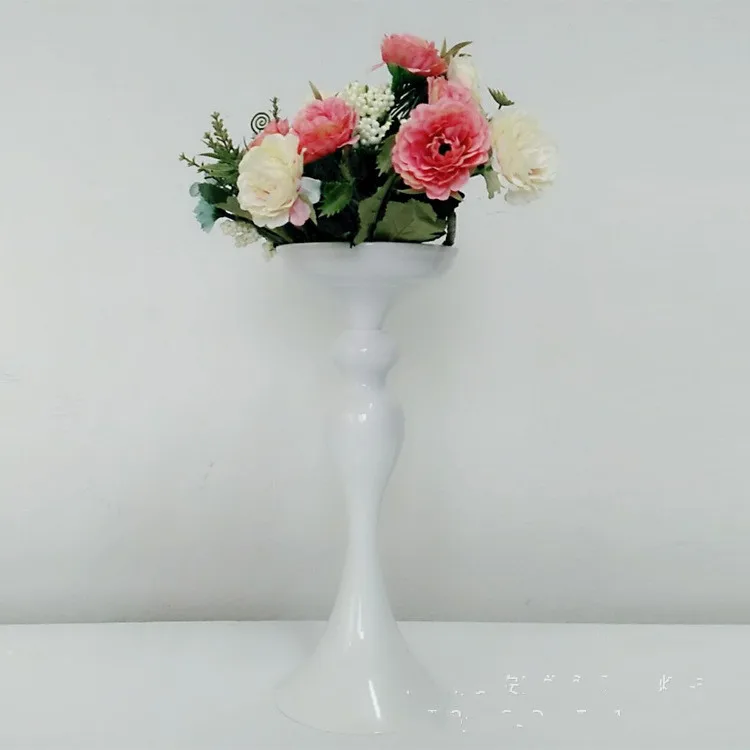 white 32cm Металлические подсвечники, цветы, ваза-подсвечник, Центральные элементы, дорожные свинцовые канделябры, центральные украшения для свадьбы, рождественские украшения - Цвет: white 32cm
