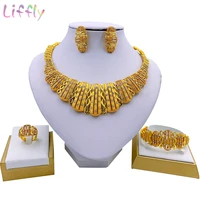 liffly luxury dubai gold jewelry sets for women necklace african beads jewelry set turkey bridal jewelry wedding accessories