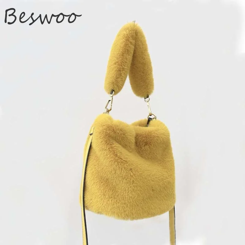 

Winter Faux Fur Women Crossbody Shoulder Bag Solid Plush Bags for Women Fashion Casual Fluffy Bucket Bag Handbag Bolsa Feminina